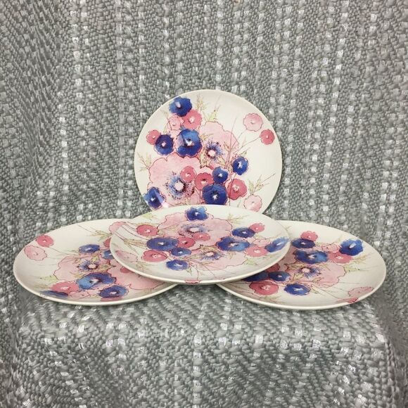 Vintage Noritake Craftone Medley Floral Plates Set of 4 - Picture 3 of 6